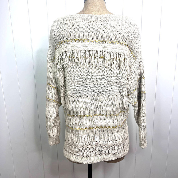 CLOSED Tan and Yellow Knit Boat Neck Sweater 100% Cotton EUC SZ M - Picture 3 of 9